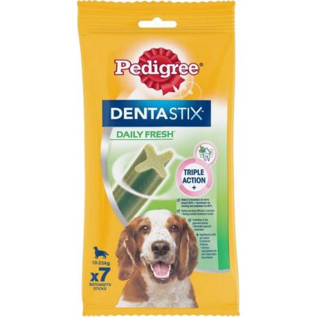 Pedigree Dentastix Daily Fresh Triple Action pour Moyens Chiens 180g (lot de 8)