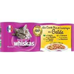 Whiskas Boîtes pour Chat La Carte Mer et Campagne en Gelée par 4 (lot de 2 soit 8 boîtes)