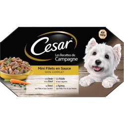 Cesar Les Recettes de Campagne Mini Filets en Sauce 100% Complet 150g par 4 (lot de 4 soit 16 boîtes)