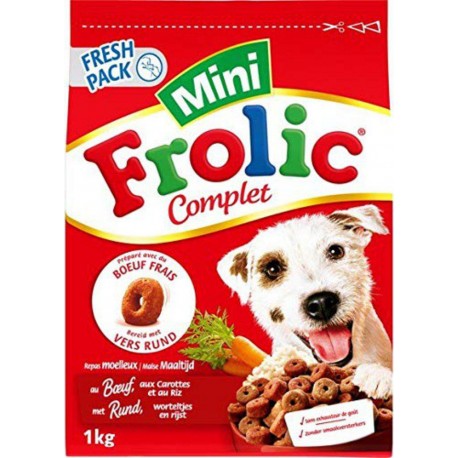 FROLIC Complet Mini Croquettes au Boeuf, Carottes et Riz pour Chien 1Kg