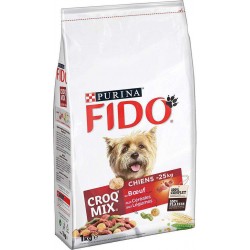 Fido Croquettes Croq Mix Chiens (petits chiens de moins de 25Kg) au Boeuf, Céréales et Légumes 1Kg