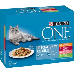 Purina One Spécial Chat Stérilisé - 8x 85g - Sachets Fraîcheur pour Chats Adultes (lot de 2)