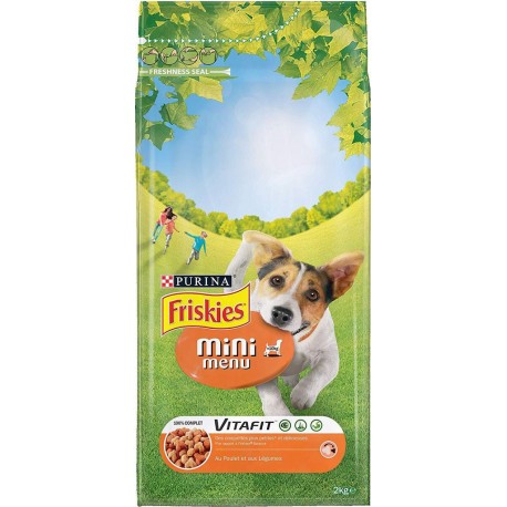 Friskies Mini Menu Vitafit Croquettes pour Chien Adulte au Poulet et aux Légumes 2 Kg (lot de 4)