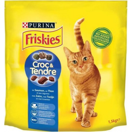 Friskies Croquettes Croc & Tendre au Saumon Thon et aux Légumes 1,5 Kg (lot de 6)