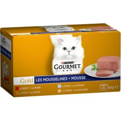 Gourmet Gold Les Mousselines Mousse Multivariétés 85g par 4 rations (lot de 8 soit 32 rations)