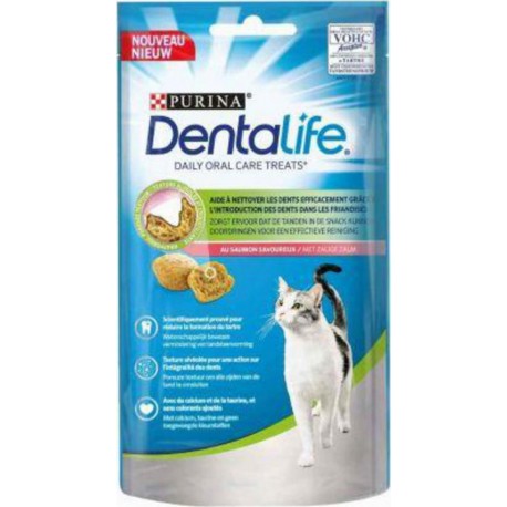 Purina Dentalife Friandises Bucco-Dentaire pour Chat au Saumon Savoureux 40g (lot de 5)