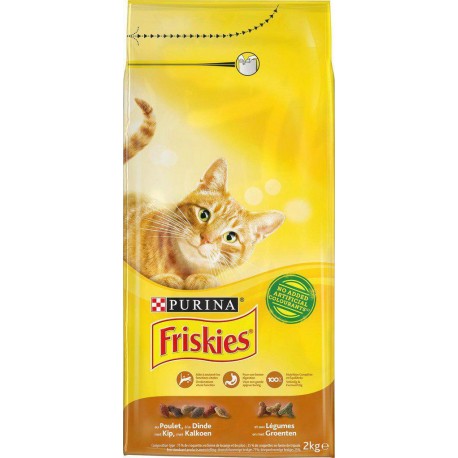 Friskies Croquettes Pour Chats Purina, Poulet, Dinde et Légumes 2Kg (lot de 5)