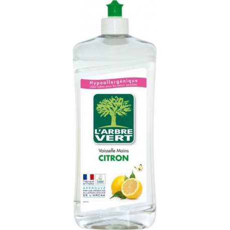 L’Arbre Vert Vaisselle & Mains Hypoallergénique au Citron 750ml (lot de 6)