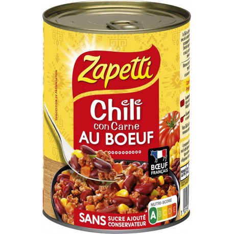 Zapetti Ravioli Chili con Carne au Boeuf 400g