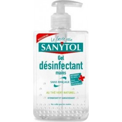 Sanytol Savon Gel Désinfectant Mains Sans Rinçage Thé Vert Naturel 250ml (lot de 4)