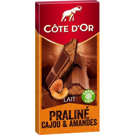 Côte d’Or Lait Praliné Cajou & Amandes 200g (lot de 9)