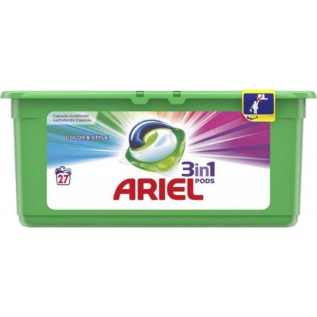 Ariel Pods “3 en 1” Color 27 Capsules (lot de 2)