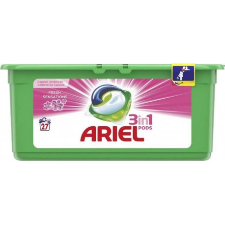 Ariel Pods “3 en 1” Fresh Pink 27 Capsules (lot de 2)