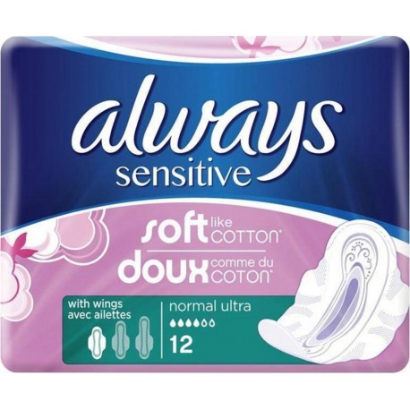 Always Sensitive Serviettes Hygiéniques “Taille 1 Normal” x12 (lot de 4)