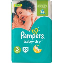 Pampers Couches Baby-Dry Midi Taille 3 Géant (6-10Kg) x50 (lot de 2)