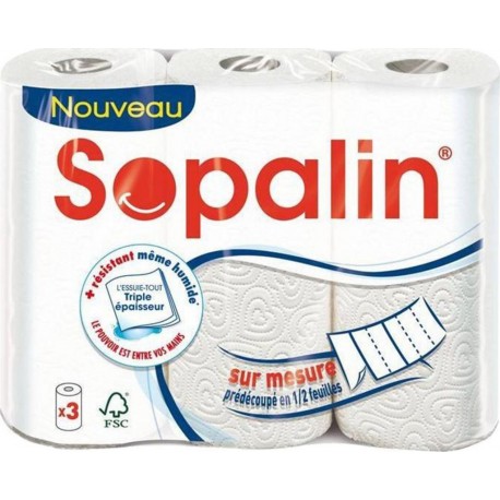 Essuie-tout sur mesure décoré SOPALIN : le paquet de 4 rouleaux à Prix  Carrefour
