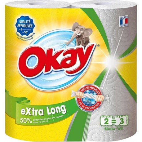 Okay “Extra Long” Essuie-tout 4 Rouleaux (lot de 3)