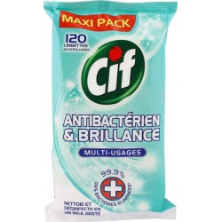 Cif Maxi Pack “Antibactérien & Brillance” Multi-Usages 120 Lingettes (lot de 3)
