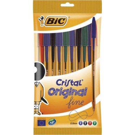 Bic Cristal Original Fine Stylo Couleurs Assorties (lot de 40 stylos)