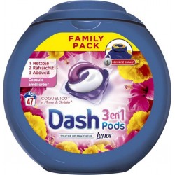 Dash Lenor 3en1 Pods Coquelicot Et Fleurs De Cerisier Pack Family (lot de 94 doses)