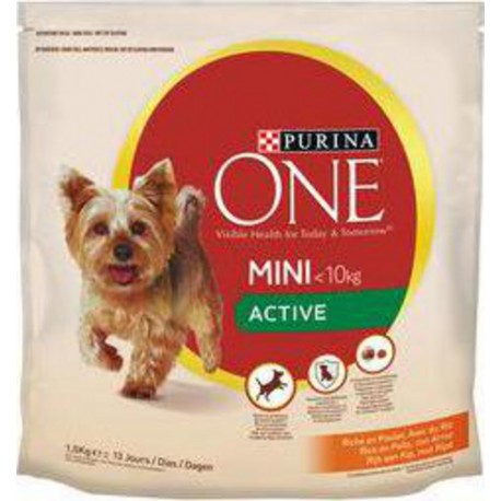 Purina One Croquettes Active riches en Poulet avec Riz pour chien mini 1,5Kg