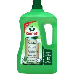 Rainett Ecolabel Lessive Liquide Concentrée pour Peaux Sensibles à l’Aloe Vera Format Familial 3L (lot de 2)