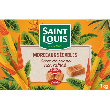 Saint Louis Morceaux Sécables Sucre de Canne non raffiné 1Kg (lot de 3)