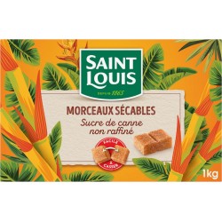 Saint Louis Morceaux Sécables Sucre de Canne non raffiné 1Kg (lot de 6)