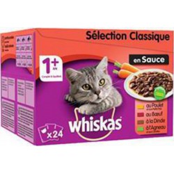 Whiskas Pâtée pour chat 1+ an en sauce aux viandes 100g x24