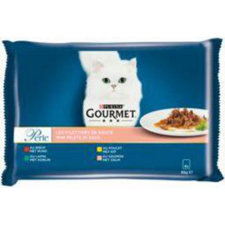 Gourmet Perle - Les Filettines en sauce viandes poisson pour chats 85g x4