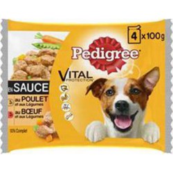 Pedigree Vital Protection - Pâtée en sauce poulet et bœuf pour chien 4x100g