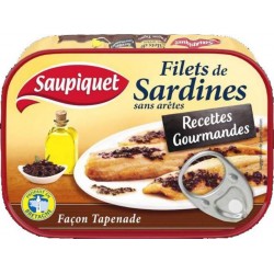 Saupiquet Filet de Sardines sans Arêtes à l’Huile de Tournesol Façon Tapenade 100g (lot de 5)