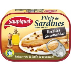 Saupiquet Filets de Sardines sans Arêtes aux 2 Poivres 100g (lot de 5)