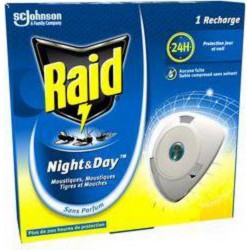 Raid Night u0026 Day - Recharge pour diffuseur anti-moustiques et mouches la recharge de 2,25g