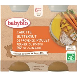 Babybio Petits pots bébé dès 6 mois, carotte courge poulet