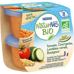 Nestle Repas bébé dès 8 mois tomate ,courgette ,lentilles corail é boulgour NATURNES Bio