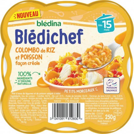 Bledina Plat bébé colombo de Riz et Poisson