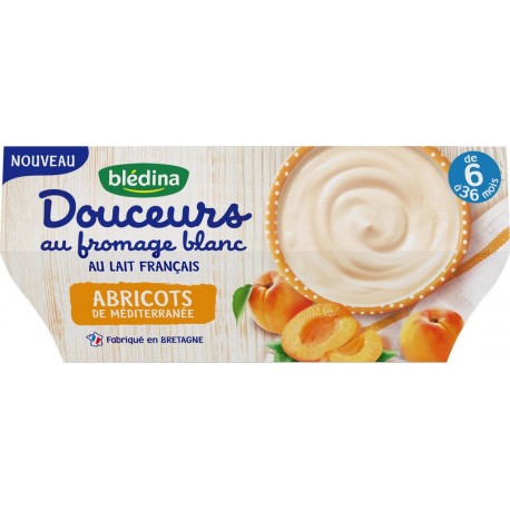 Bledina Dessert bébé dès 6 mois, fromage blanc & abricot de Méditerranée x4 100g