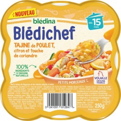 Bledina Plat bébé dès 15 mois, tagine de poulet, citron et touche de coriandre 250g