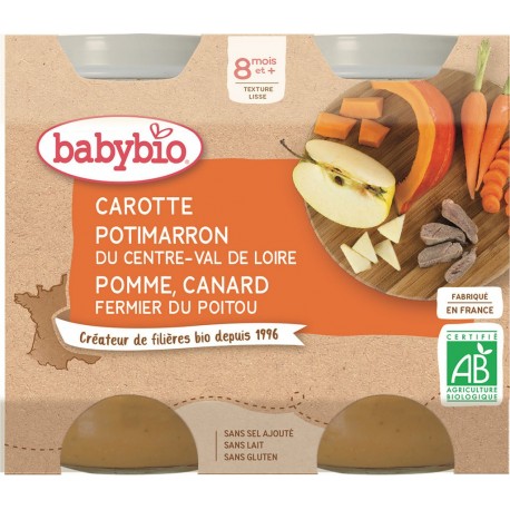 Babybio Petits pots bébé dès 8 mois carotte canard