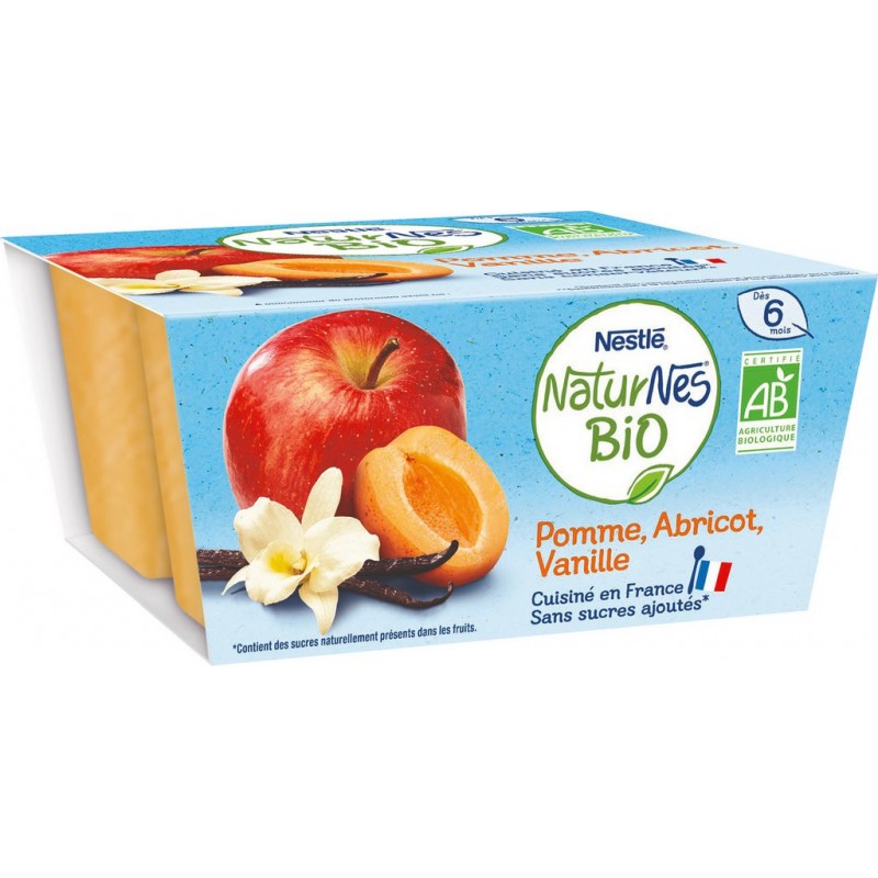 Nestle Dessert pour bébé dès 6 mois compote pomme abricot vanille