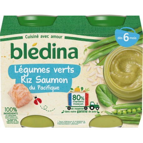 Bledina Petits pots bébé dès 6 mois, légumes riz poisson 2x200g