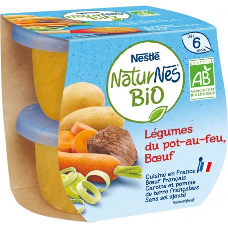 Nestle Petits pots bébé Dès 6 mois légumes de pot au feu bœuf natures Bio