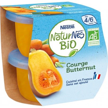 Naturnes Petits pots bébé bio dès 4/6 mois, courge butternut