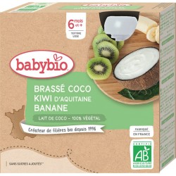 Babybio Compote dès 6 mois lait de coco Kiwi d'Aquitaine Banane SSA Bio