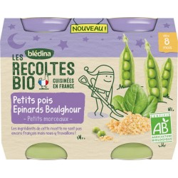 Bledina Repas bébé dès 8 Mois Petits Pois Epinards & Boulghour LES RECOLTES Bio