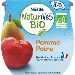 Naturnes Compotes bébé bio dès 4/6 mois, pomme poire Bio