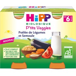 Hipp Biologique Plat bébé dès 6 mois poêlée de légumes et semoule Bio