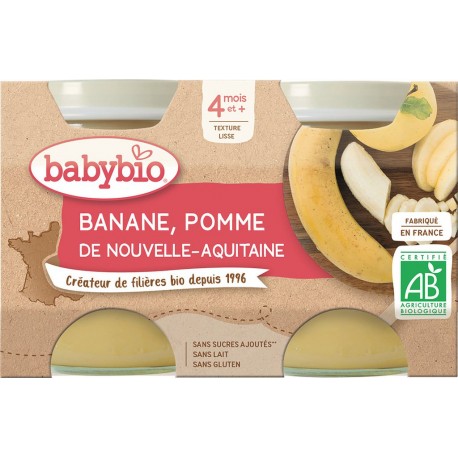 Babybio Compotes bébé dès 4 mois, pomme banane