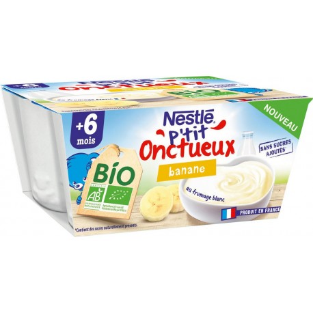 Nestlé P Tit Onctueux Dessert bébé dés 6mois,banane Bio P'TIT ONCTUEUX